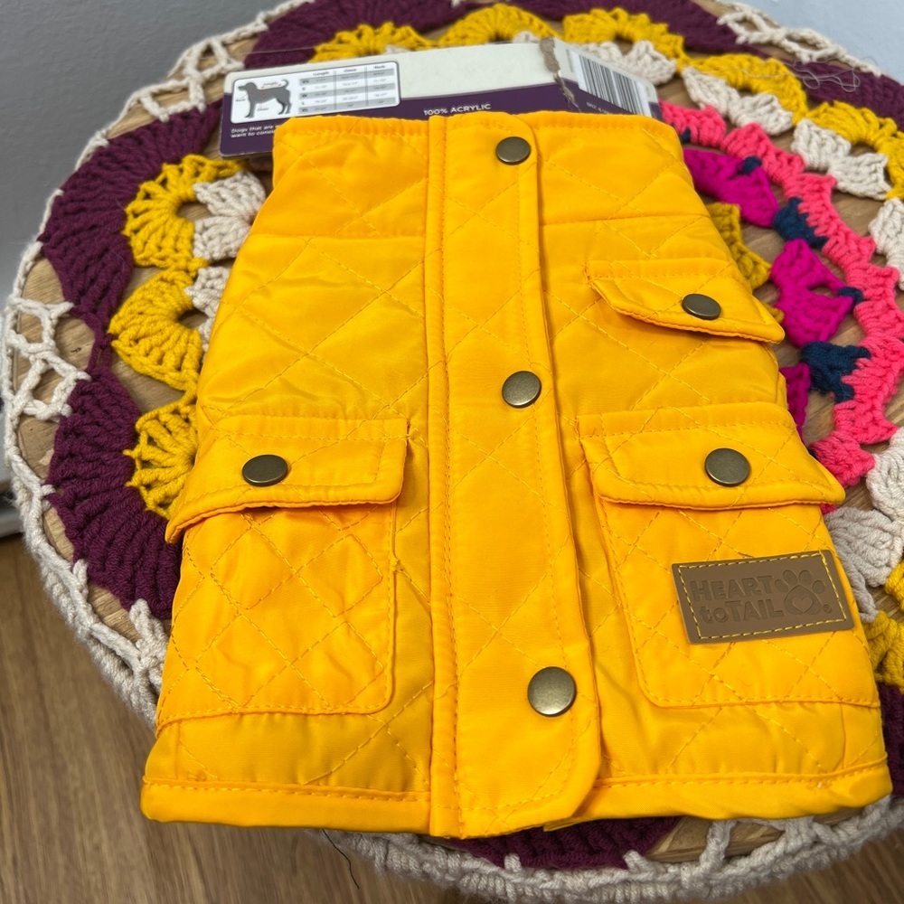 Brand new yellow lined dog jacket
